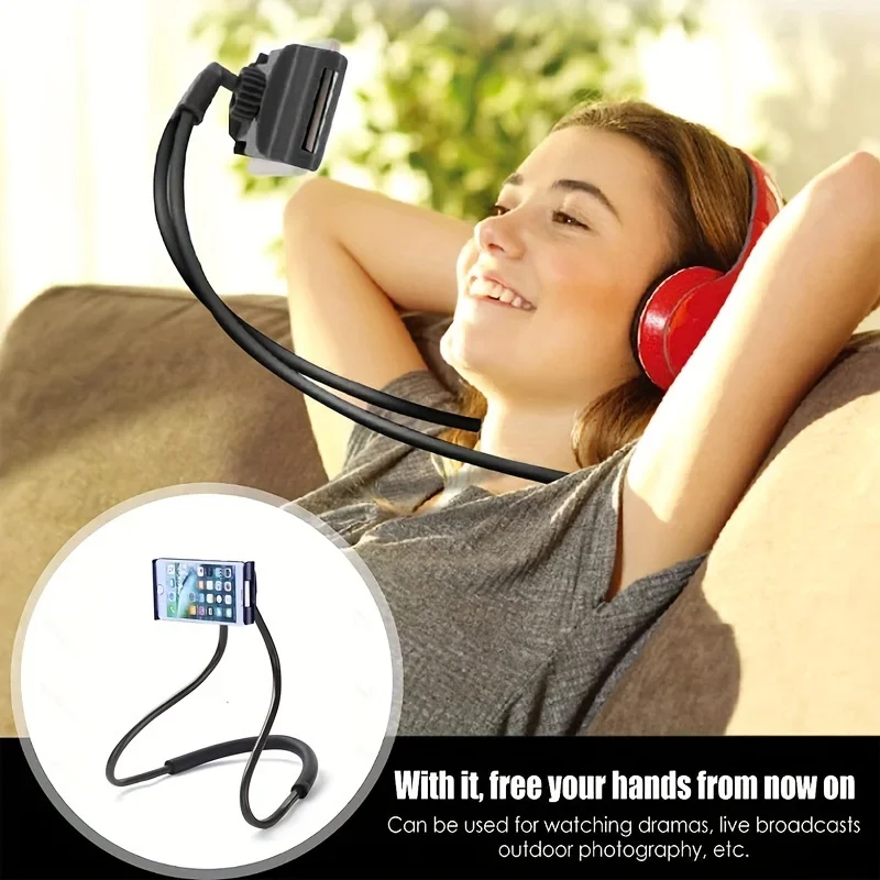 Neck Hanging Phone Holder - ที่วางโทรศัพท์มือถือสากลขยายคอแขวนไม้เซลฟี่แร็คปรับได้ 360 องศาหมุนฟรีเมาH Olderยืน