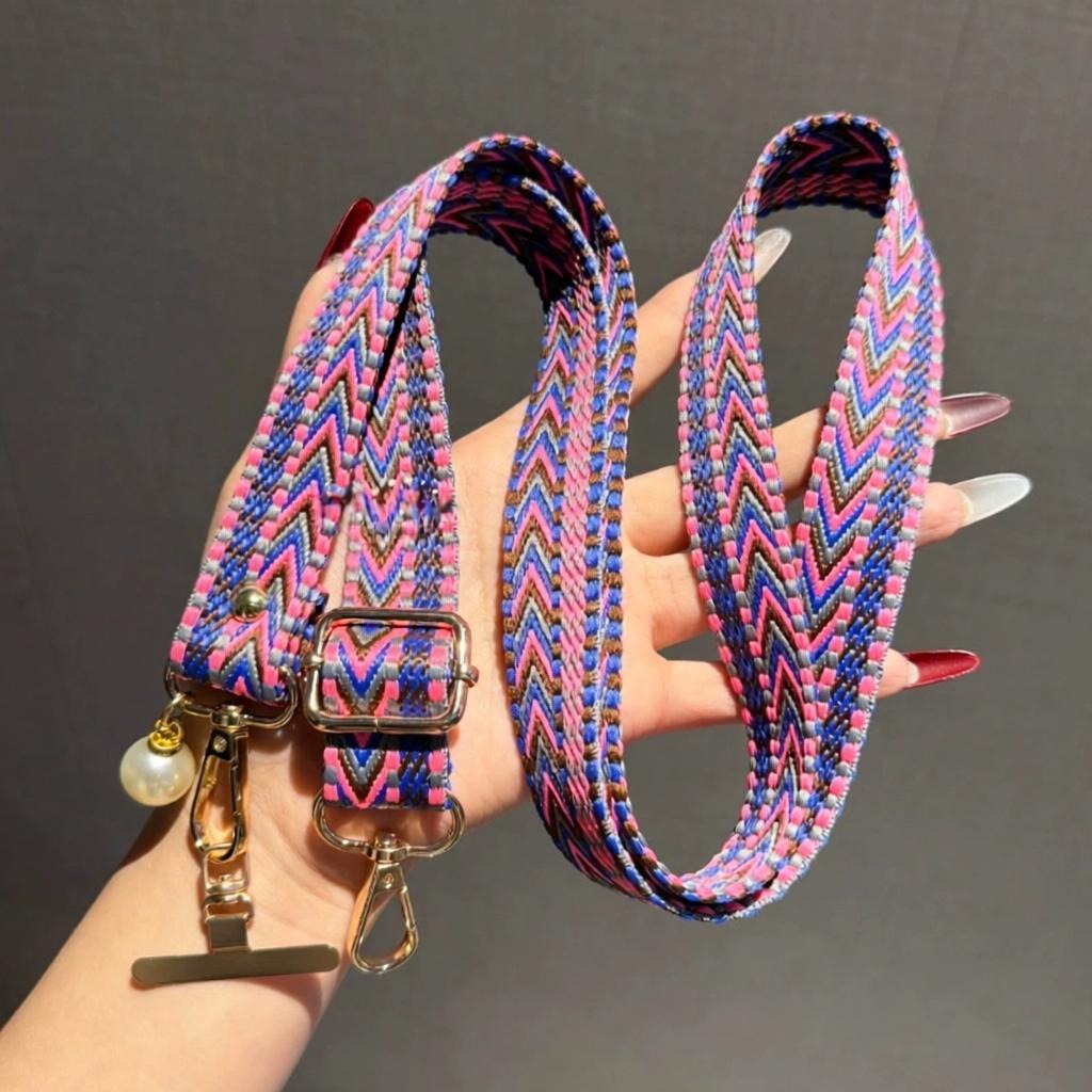 Neck Hanging Phone Holder - สายคล้องโทรศัพท์มือถือแบบยาวปรับได้ใหม่ สายคล้องคอแบบไขว้พร้อมคลิปหนีบ สายคล้องมุกประดับตกแต่ง ป้องกันการสูญหาย